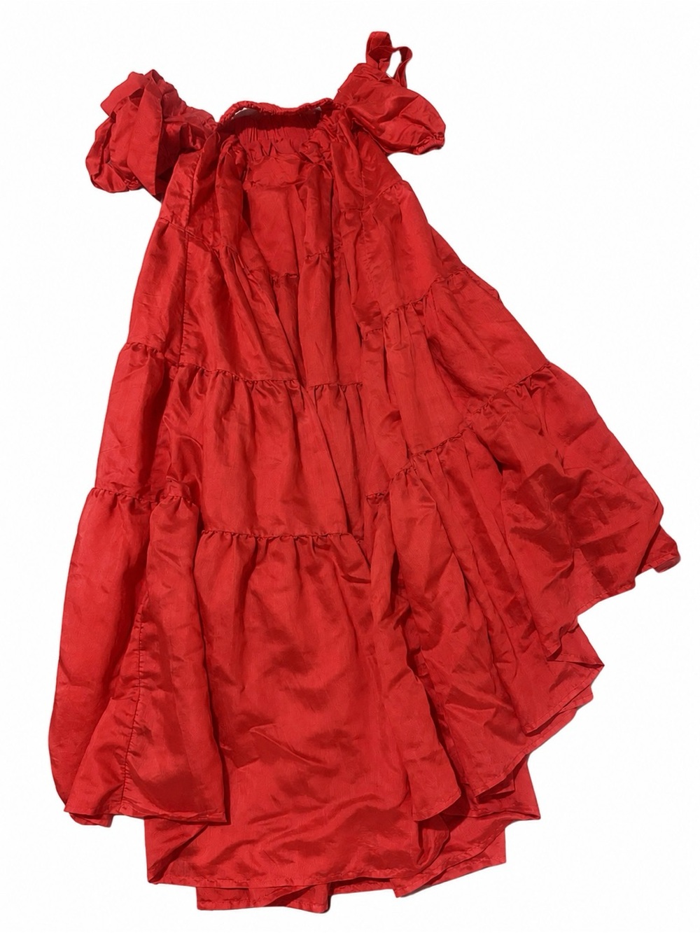 Anthropologie Orange Tiered High-Low Tie-Shoulder Dress - Picture 5 of 7